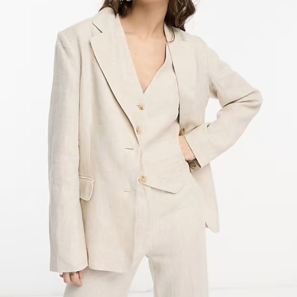 & Other Stories Linen Blazer Jacket - Beige